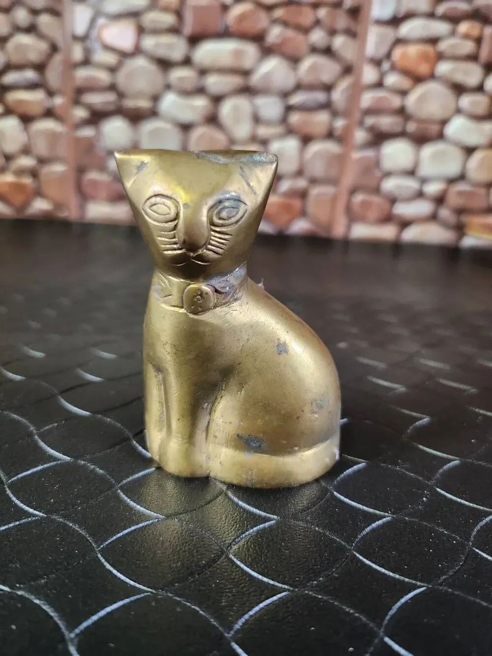 Vintage brass cat statue
